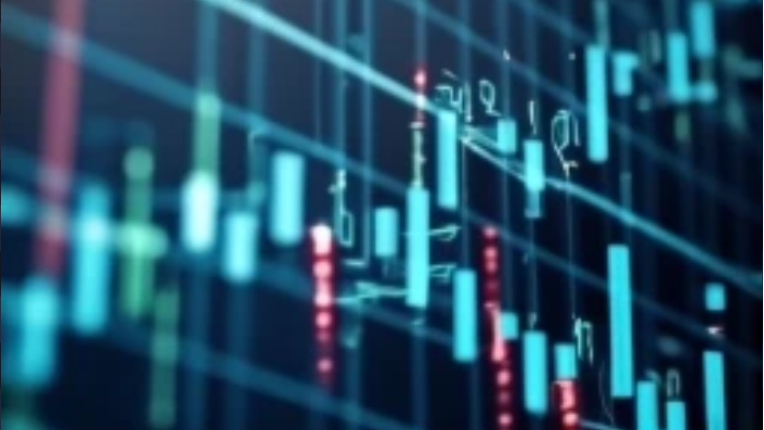 A stylized stacked line chart.