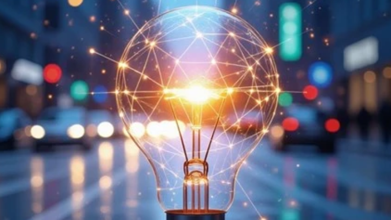 A picture of a stylized light bulb.